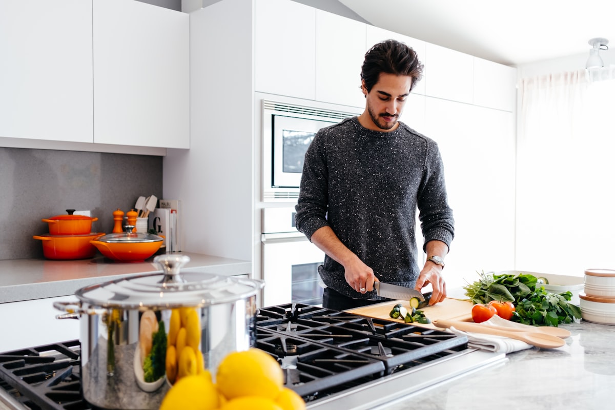 Man practicing healthy nutrition and mental wellness